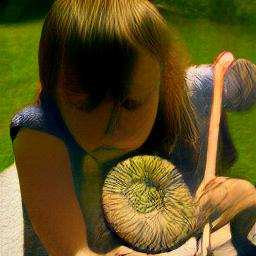 generated: a girl examining an ammonite fossil #6